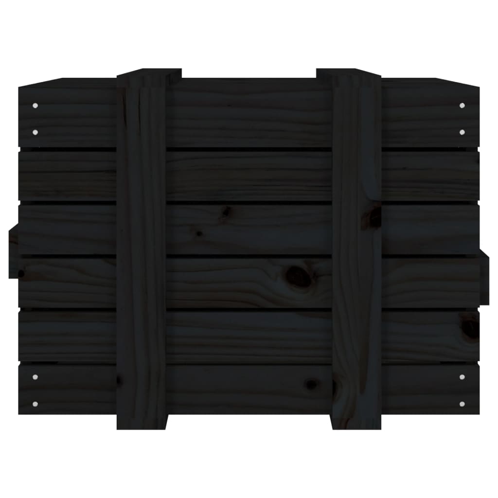vidaXL Κουτί Αποθήκευσης Μαύρα 58x40,5x42 εκ. Μασίφ Ξύλο Πεύκου