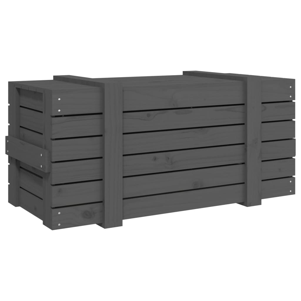 vidaXL Κουτί Αποθήκευσης Γκρι 91x40,5x42 εκ. από Μασίφ Ξύλο Πεύκου