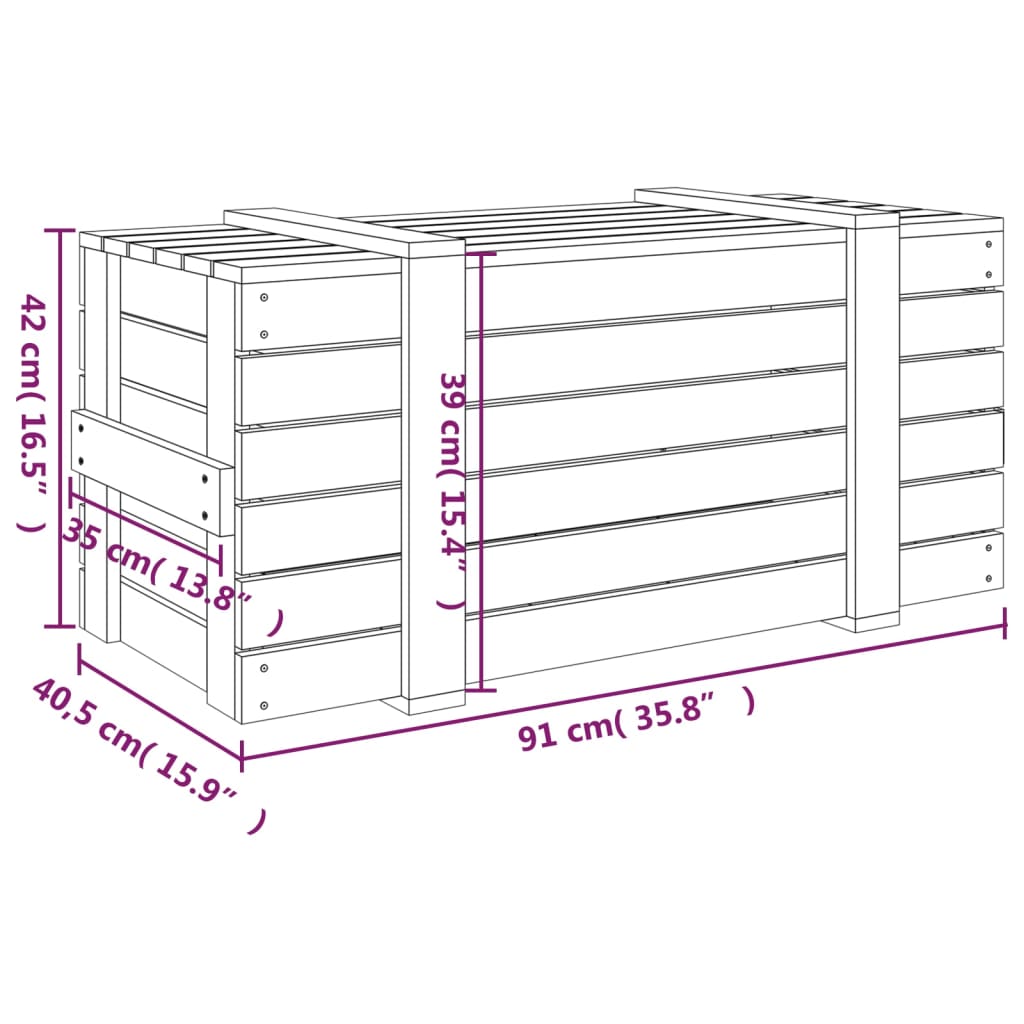 vidaXL Κουτί Αποθήκευσης Γκρι 91x40,5x42 εκ. από Μασίφ Ξύλο Πεύκου