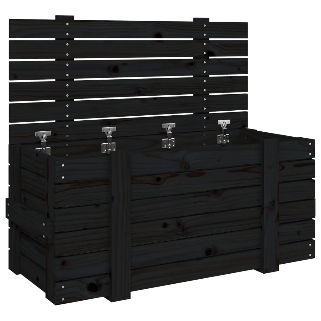 vidaXL Κουτί Αποθήκευσης Μαύρα 91x40,5x42 εκ. Μασίφ Ξύλο Πεύκου
