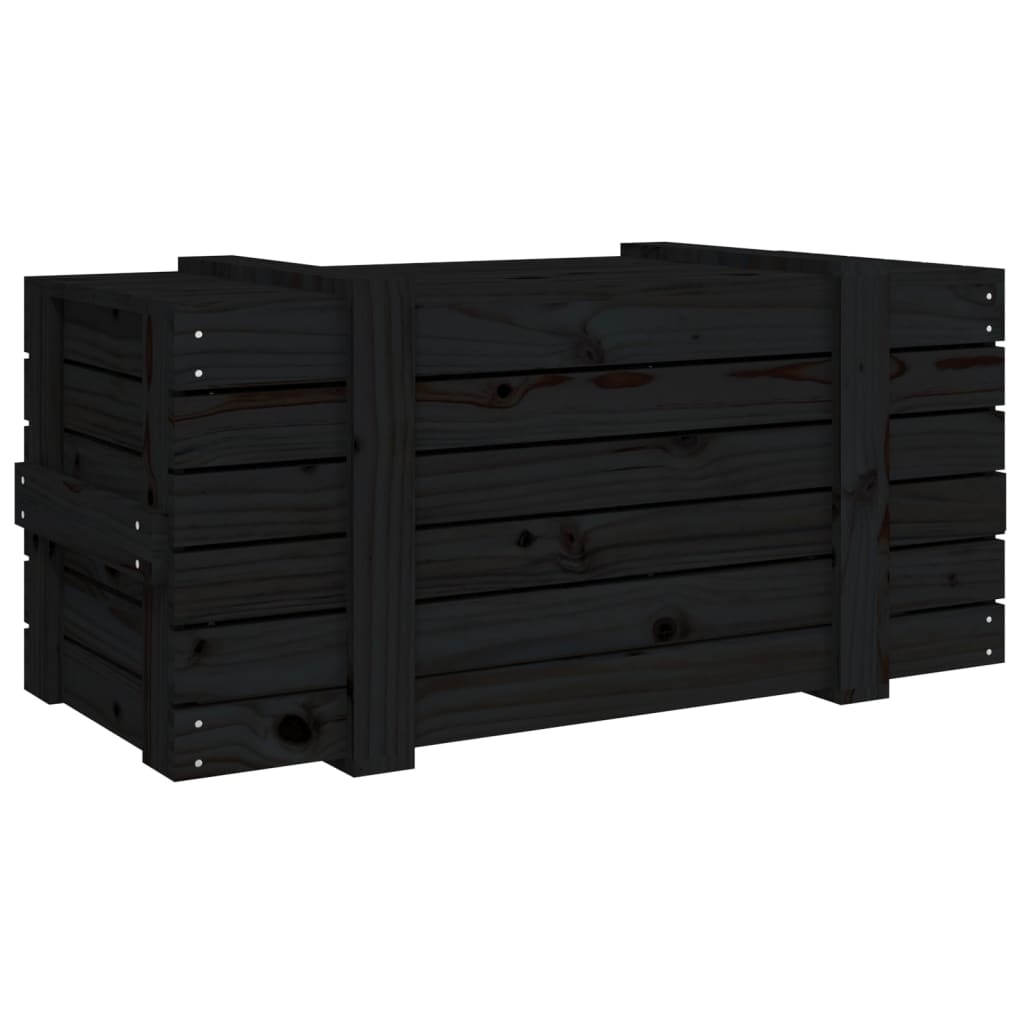 vidaXL Κουτί Αποθήκευσης Μαύρα 91x40,5x42 εκ. Μασίφ Ξύλο Πεύκου