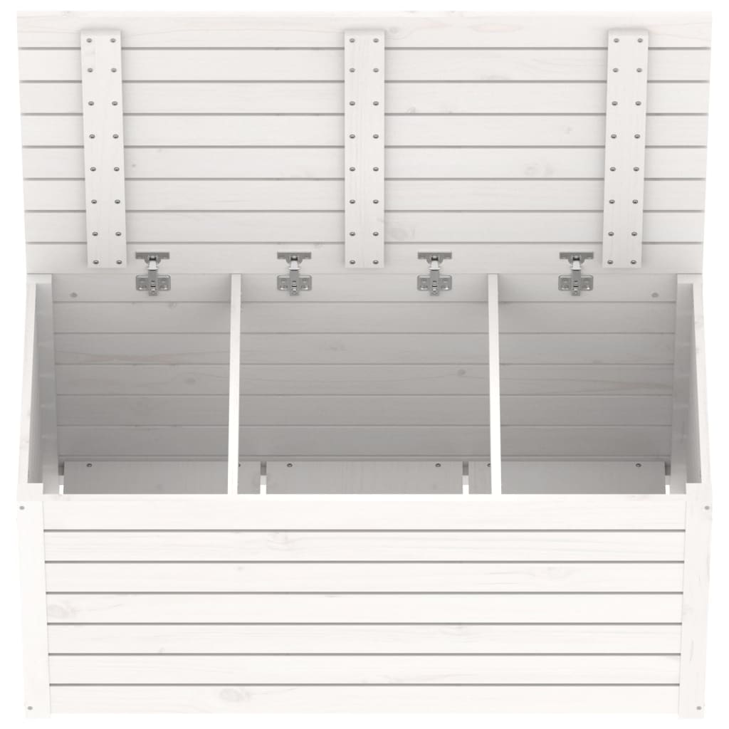 vidaXL Μπαούλο Κήπου Λευκό 101 x 50,5 x 46,5 εκ από Μασίφ Ξύλο Πεύκου