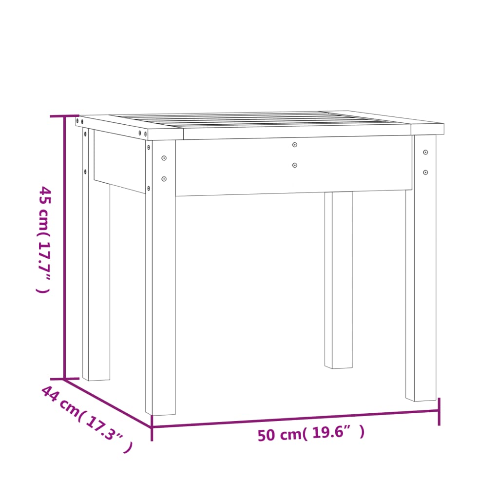 vidaXL Πάγκος Κήπου Μελί 50 x 44 x 45 εκ. από Μασίφ Ξύλο Πεύκου