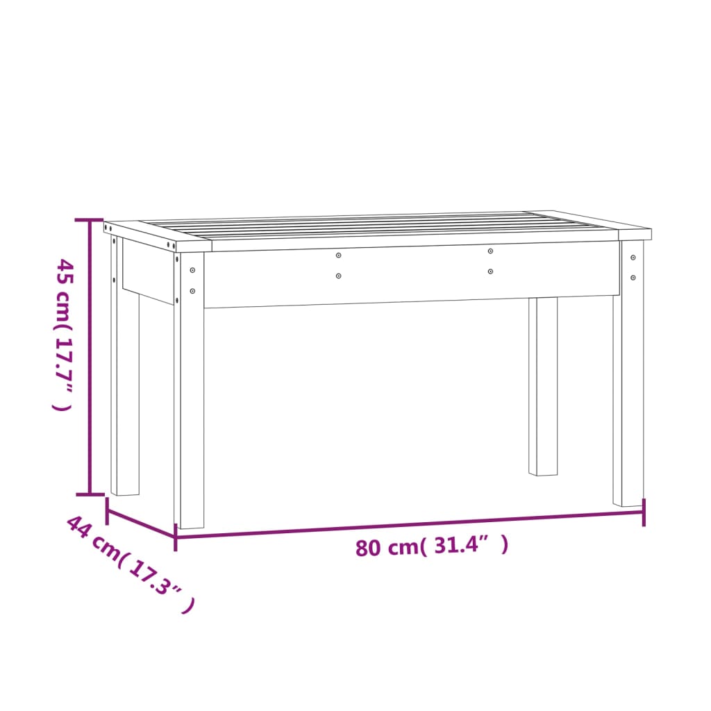 vidaXL Πάγκος Κήπου Μελί 80x44x45 εκ. από Μασίφ Ξύλο Πεύκου