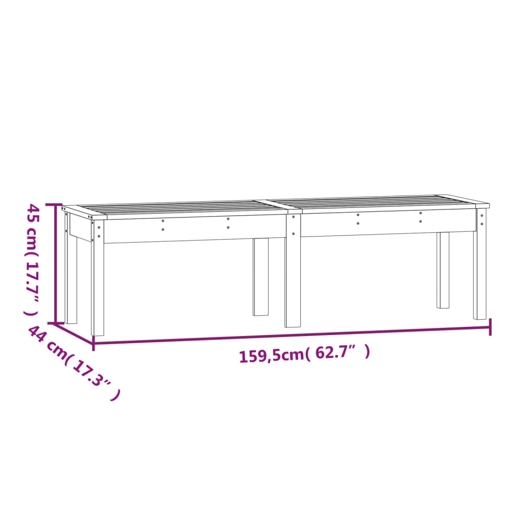 vidaXL Πάγκος Κήπου Διθέσιος Γκρι 159,5x44x45 εκ. Μασίφ Ξύλο Πεύκου