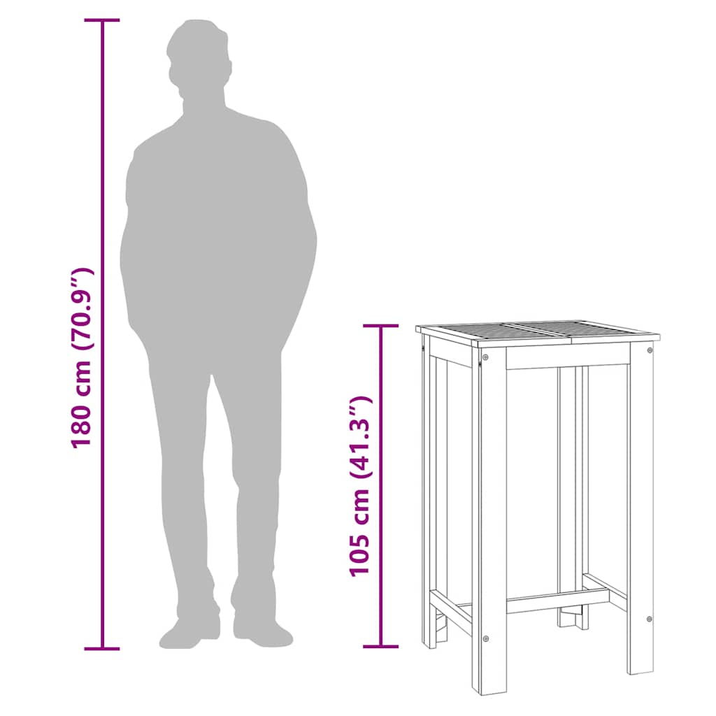 vidaXL Τραπέζι Μπαρ Κήπου 60 x 60 x 105 εκ. από Μασίφ Ξύλο Ακακίας