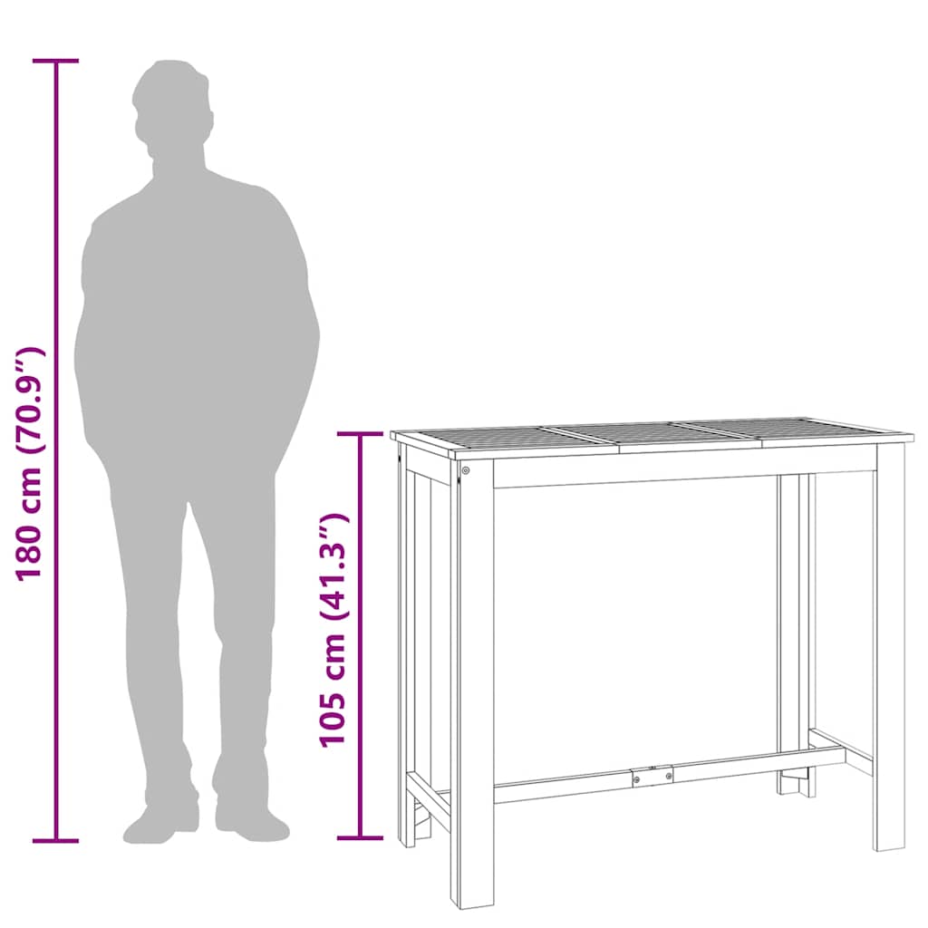 vidaXL Τραπέζι Μπαρ Κήπου 120 x 60 x 105 εκ. από Μασίφ Ξύλο Ακακίας