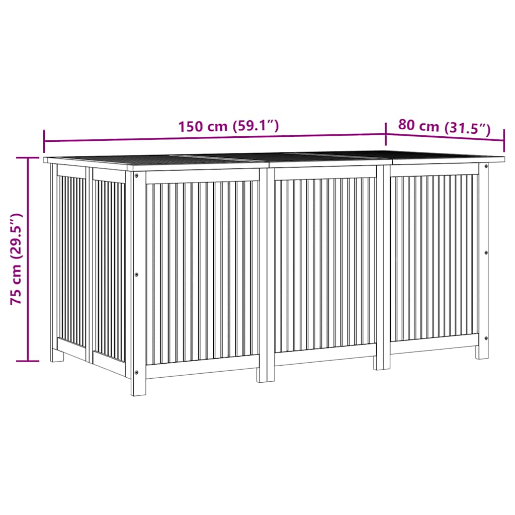 vidaXL Μπαούλο Αποθήκευσης Κήπου 150x80x75 εκ. από Μασίφ Ξύλο Ακακίας