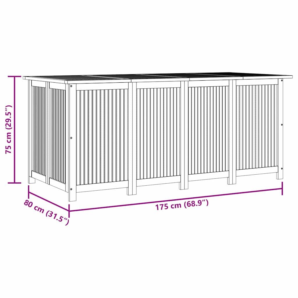 vidaXL Μπαούλο Αποθήκευσης Κήπου 175x80x75 εκ. από Μασίφ Ξύλο Ακακίας
