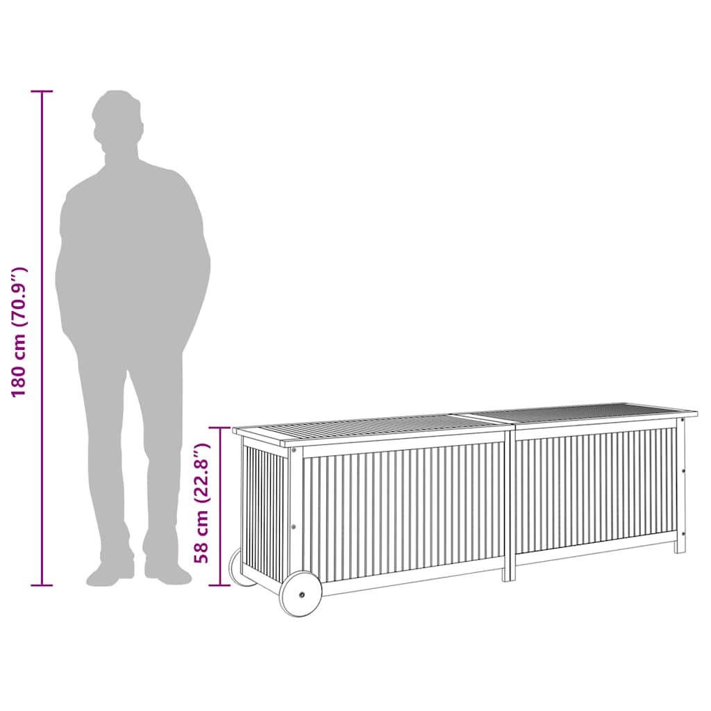 vidaXL Μπαούλο Αποθήκευσης Κήπου με Ρόδες 150x50x58 εκ. Μασίφ Ακακία