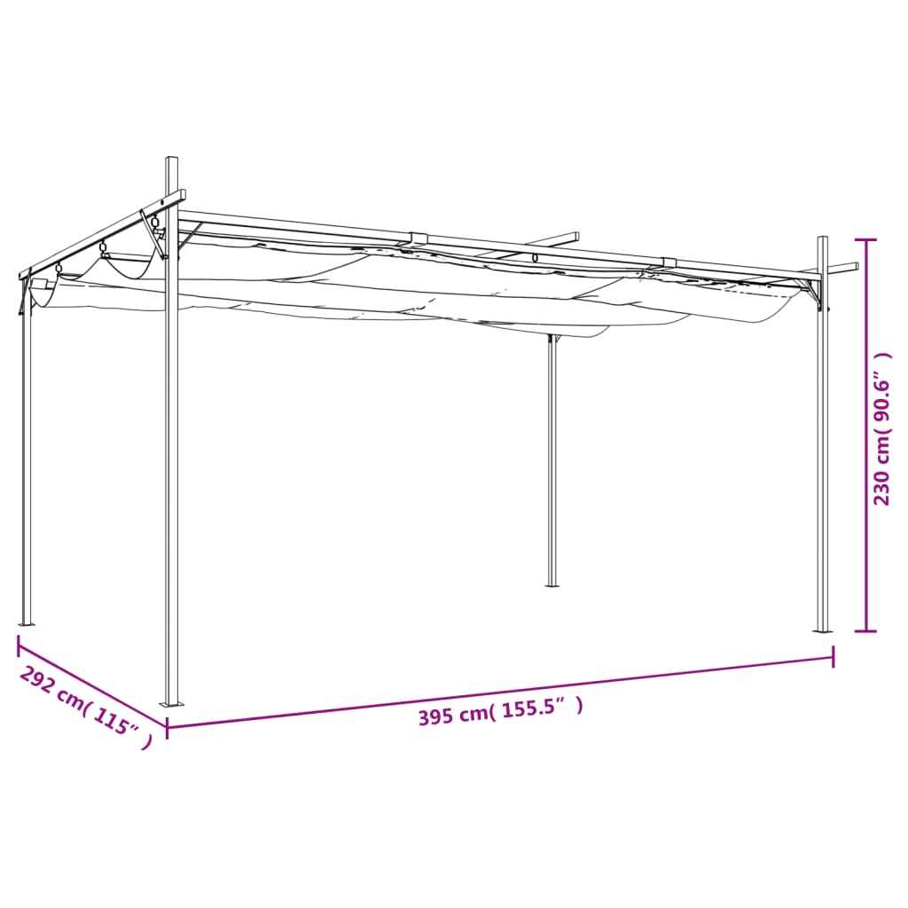 vidaXL Πέργκολα με Πτυσσόμενη Οροφή Κρεμ 395 x 292 x 230 εκ.