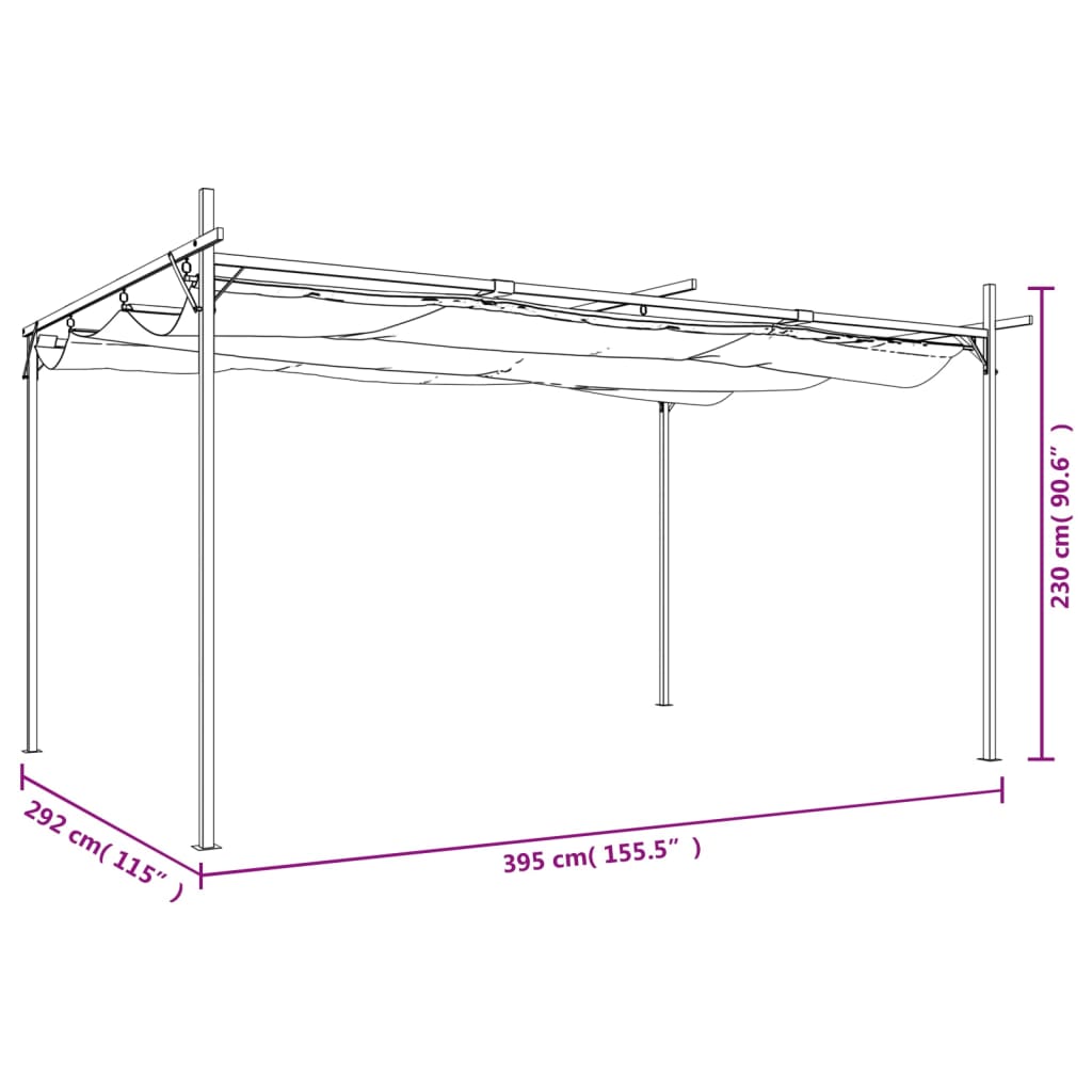 vidaXL Πέργκολα με Πτυσσόμενη Οροφή Taupe 395 x 292 x 230 εκ.