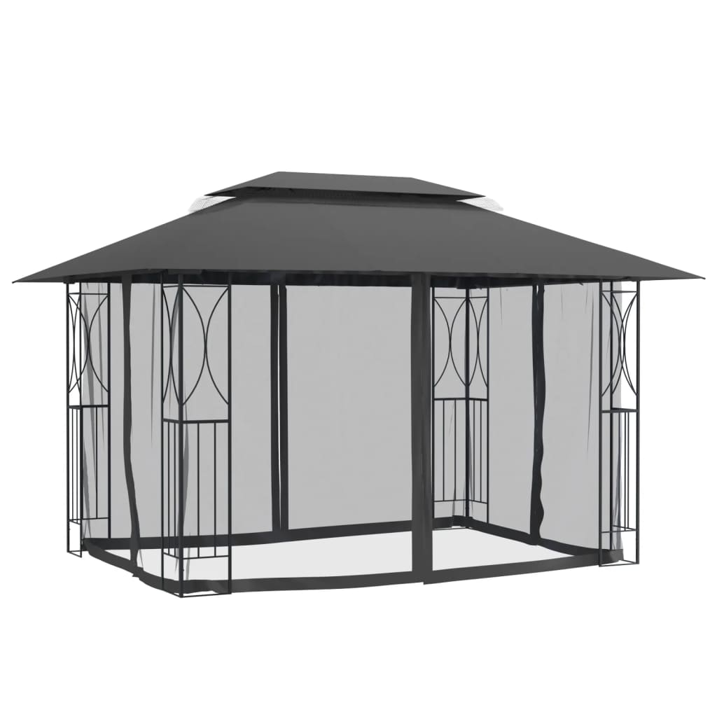vidaXL Κιόσκι με Πλευρικά Τοιχώματα Ανθρακί 400x300x270 εκ. από Ατσάλι