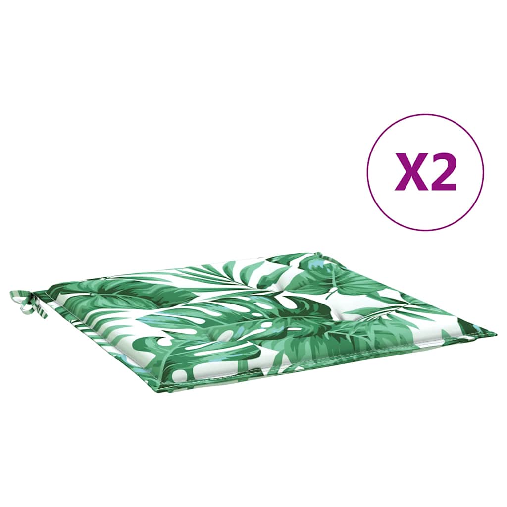 vidaXL Μαξιλάρια Καρέκλας 2 τεμ. Σχέδιο Φύλλων 50x50x4 εκ. Υφασμάτινα
