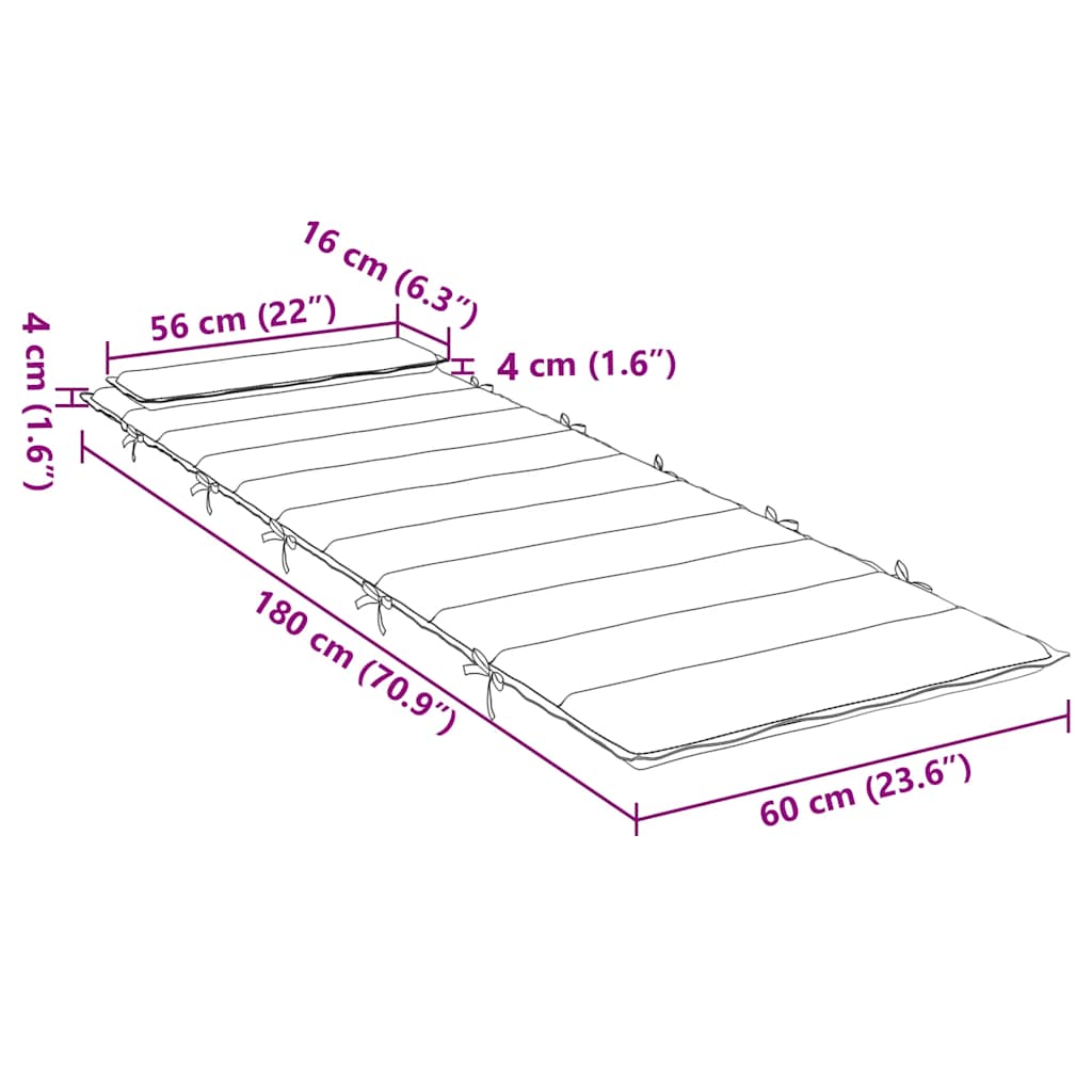 vidaXL Μαξιλάρι Ξαπλώστρας Πολύχρωμο 180x60x4 εκ. από Ύφασμα Oxford