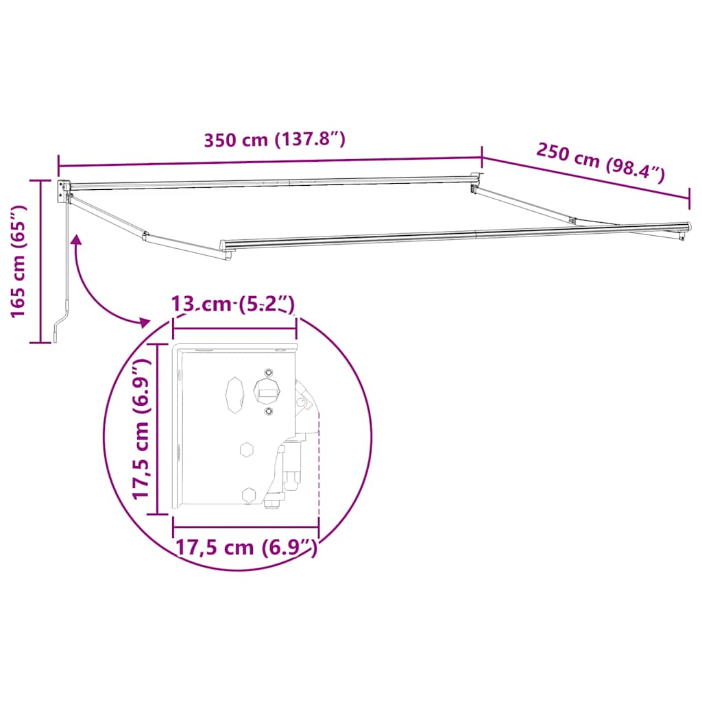 vidaXL Τέντα Πτυσσόμενη Πορτοκαλί/Καφέ 3,5 x 2,5 μ. Ύφασμα / Αλουμίνιο