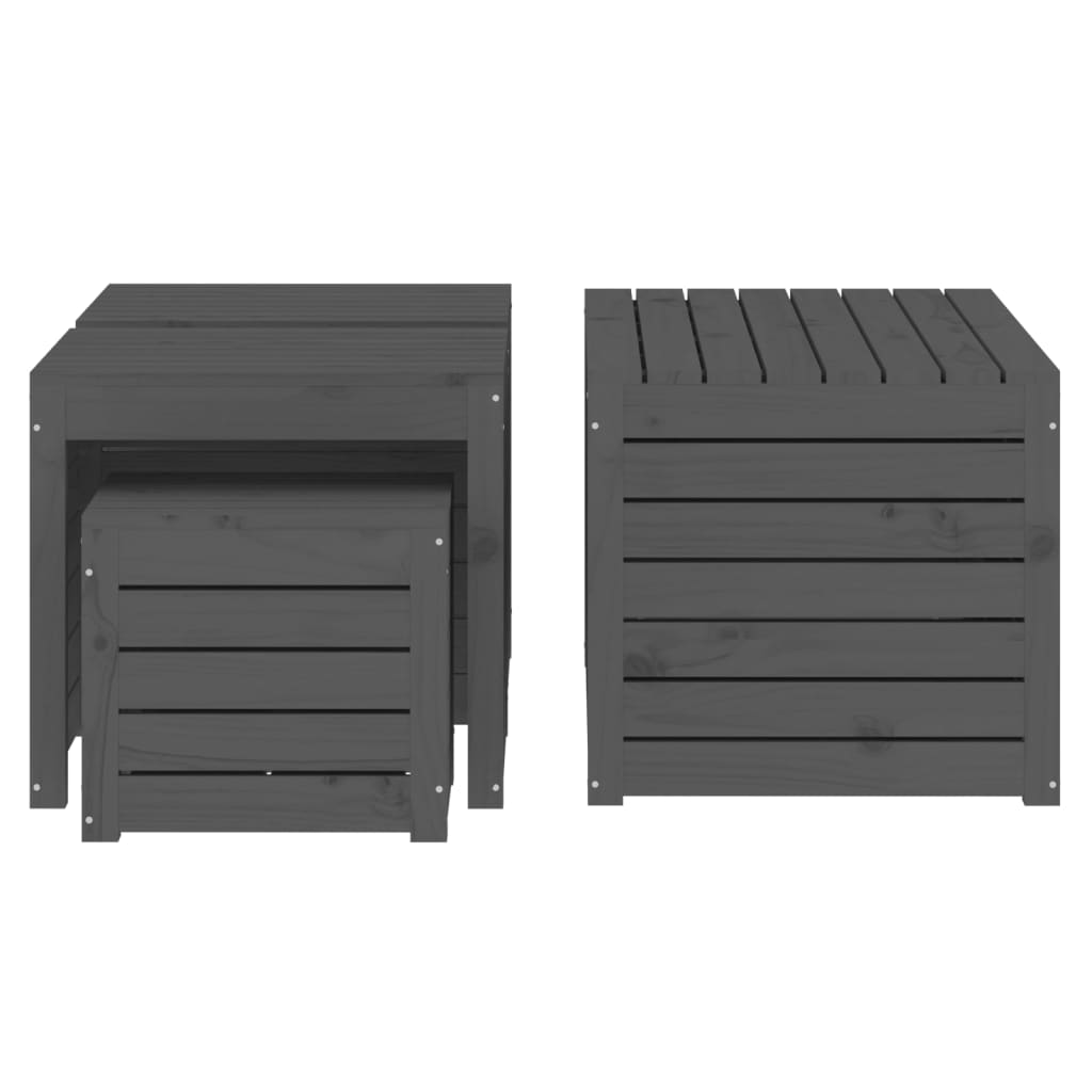 vidaXL Μπαούλα Κήπου Σετ 4 Τεμαχίων Γκρι από Μασίφ Ξύλο Πεύκου