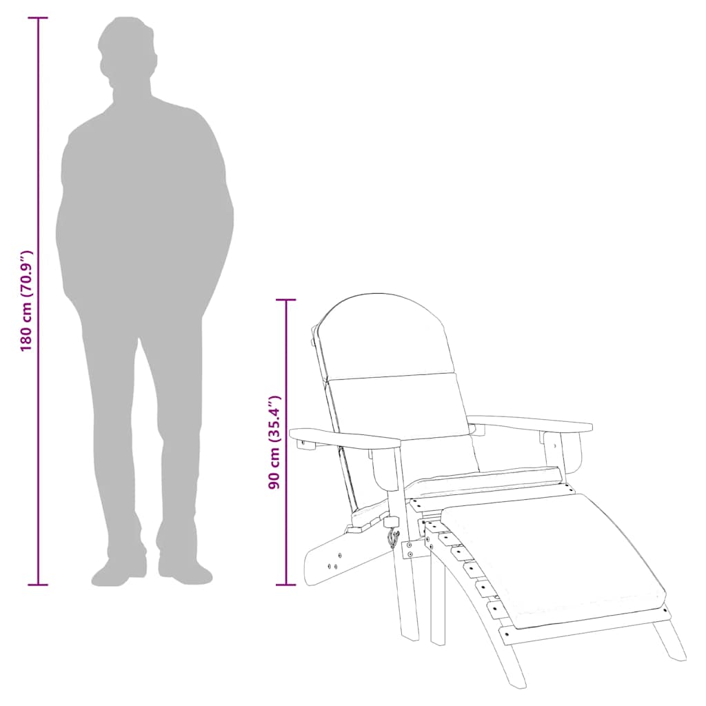 vidaXL Καρέκλα Κήπου Adirondack με Υποπόδιο από Μασίφ Ξύλο Ακακίας