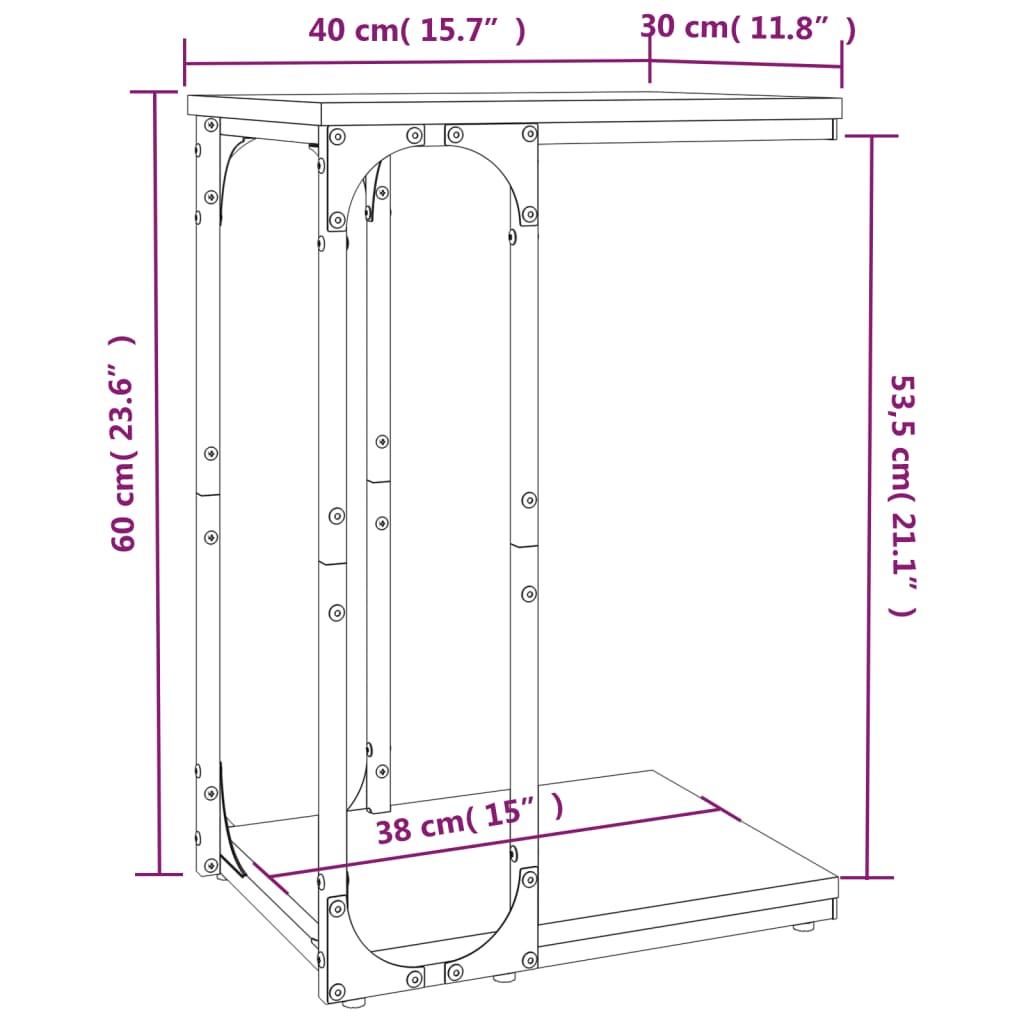 vidaXL Βοηθητικό Τραπέζι Μαύρο 40 x 30 x 60 εκ. από Επεξεργασμένο Ξύλο