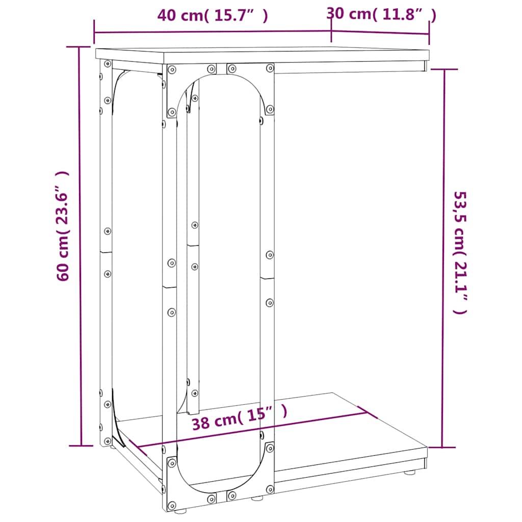 vidaXL Βοηθητικό Τραπέζι Καφέ Δρυς 40 x 30 x 60 εκ. Επεξεργασμένο Ξύλο