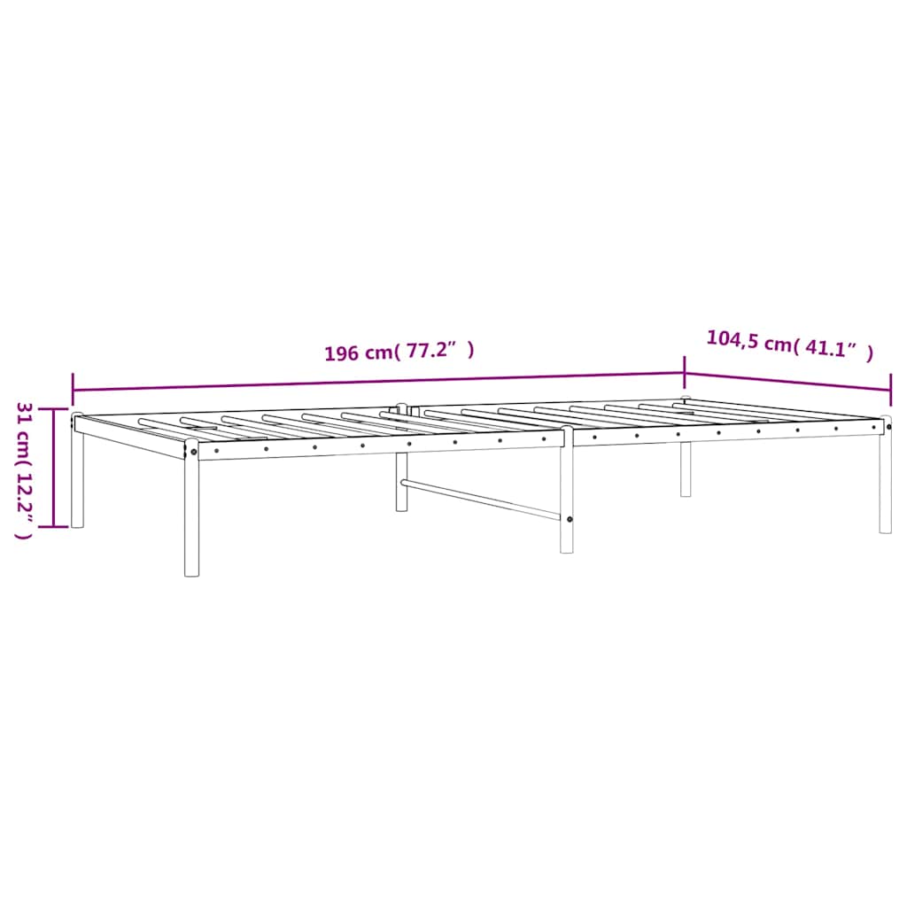 vidaXL Πλαίσιο Κρεβατιού Λευκό 100 x 190 εκ. Μεταλλικό