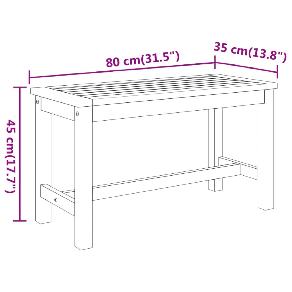vidaXL Παγκάκι Κήπου 80 x 35 x 45 εκ. από Μασίφ Ξύλο Ακακίας