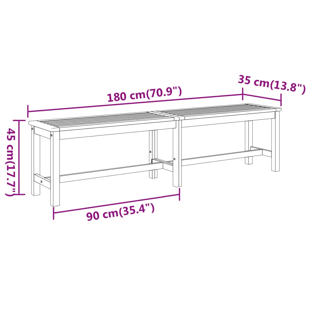 vidaXL Παγκάκι Κήπου 180x35x45 εκ. από Μασίφ Ξύλο Ακακίας