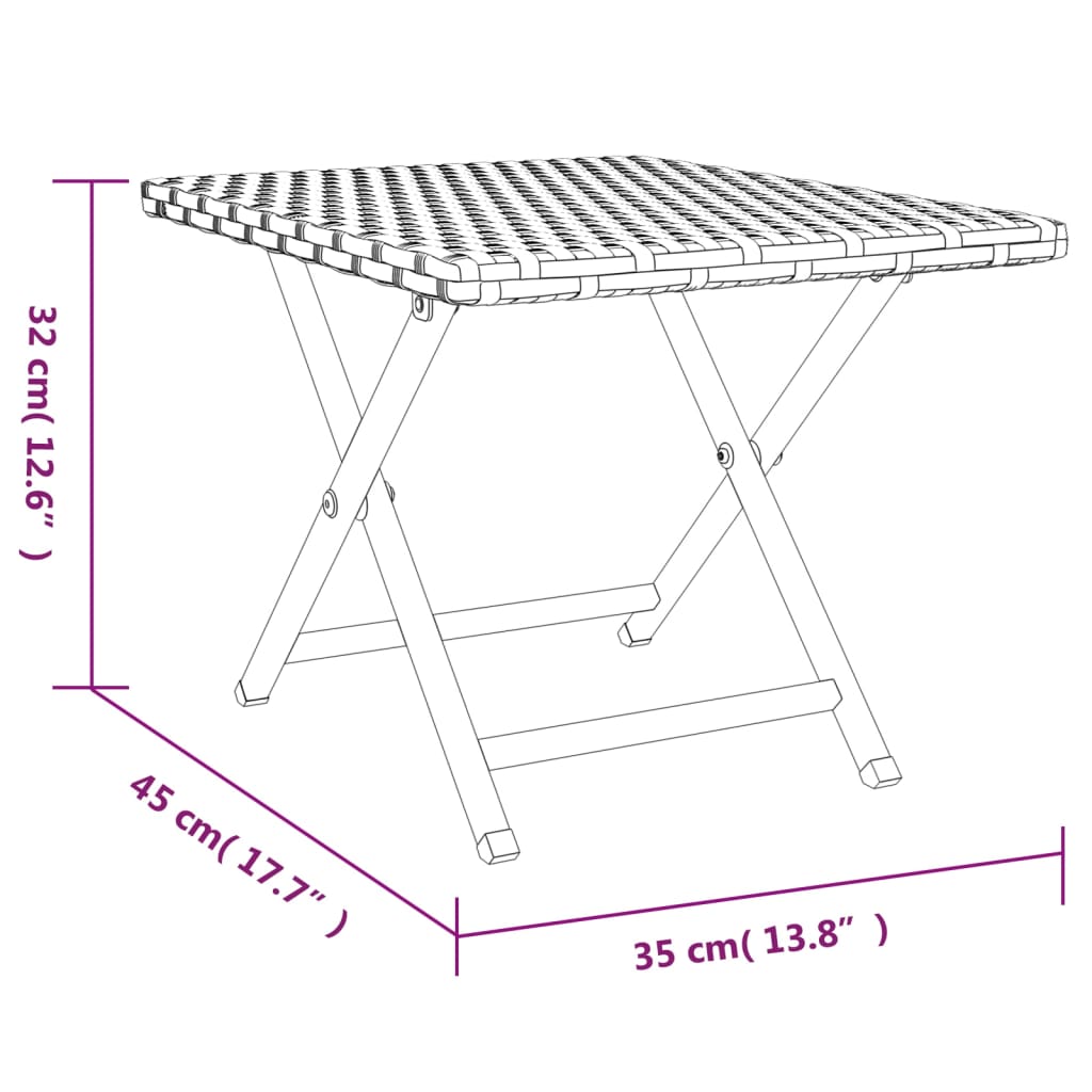 vidaXL Τραπέζι Πτυσσόμενο Μαύρο 45 x 35 x 32 εκ. από Συνθετικό Ρατάν
