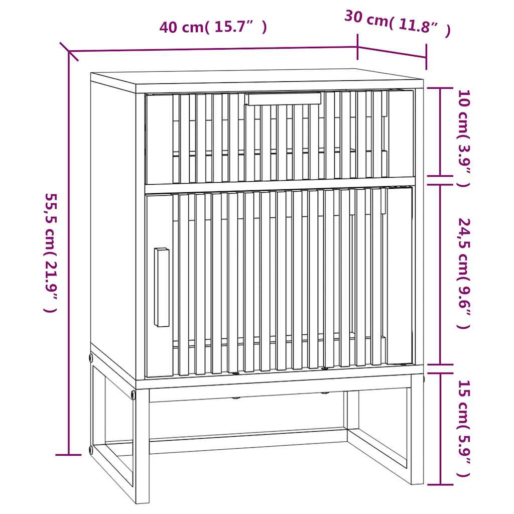 vidaXL Κομοδίνα 2 τεμ. 40x30x55,5 εκ Επεξεργασμένο Ξύλο & Σίδερο