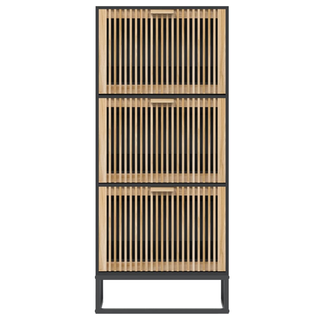 vidaXL Παπουτσοθήκη Μαύρη 52 x 25 x 120 εκ. από Επεξεργασμένο Ξύλο