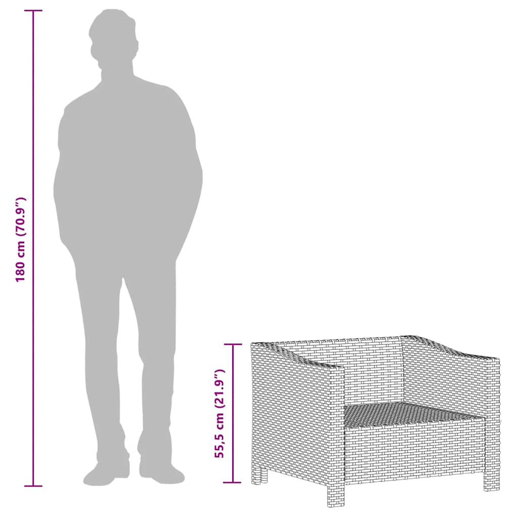 vidaXL Πολυθρόνα Κήπου με Μαξιλάρι Γκρι από Συνθετικό Ρατάν