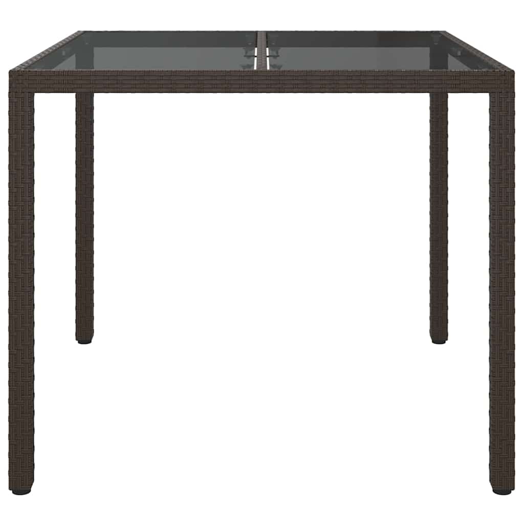 vidaXL Τραπέζι Κήπου για Φαγητό Καφέ 90 x 90 x 75 cm Πολυ ράταν