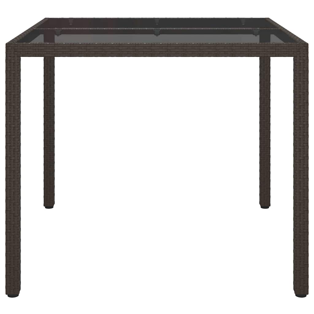 vidaXL Τραπέζι Κήπου για Φαγητό Καφέ 90 x 90 x 75 cm Πολυ ράταν