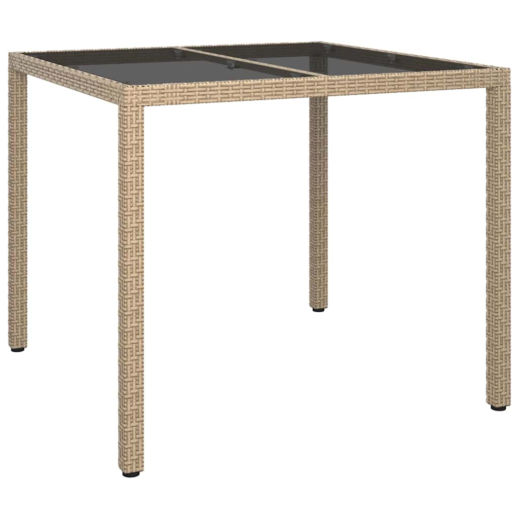 vidaXL Τραπέζι Κήπου για Φαγητό Μπεζ 90 x 90 x 75 cm Πολυ ράταν