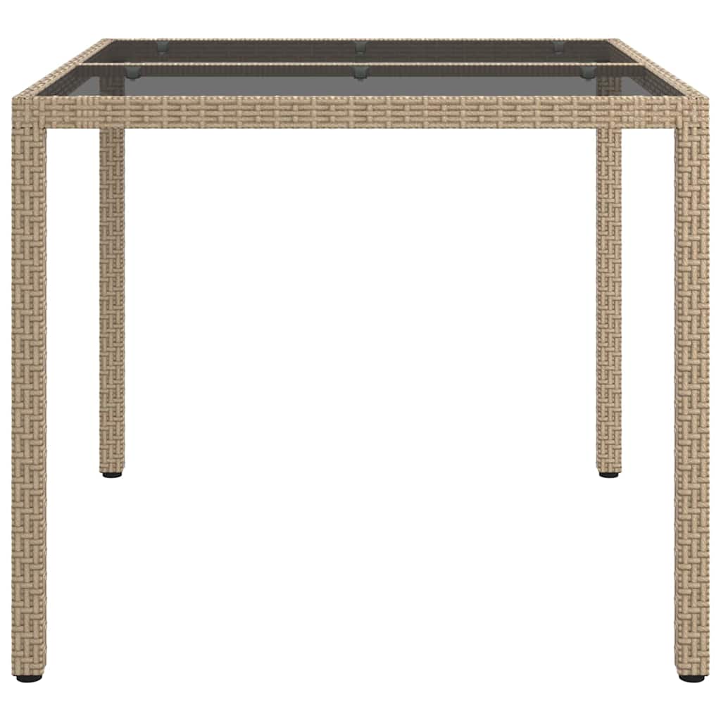 vidaXL Τραπέζι Κήπου για Φαγητό Μπεζ 90 x 90 x 75 cm Πολυ ράταν