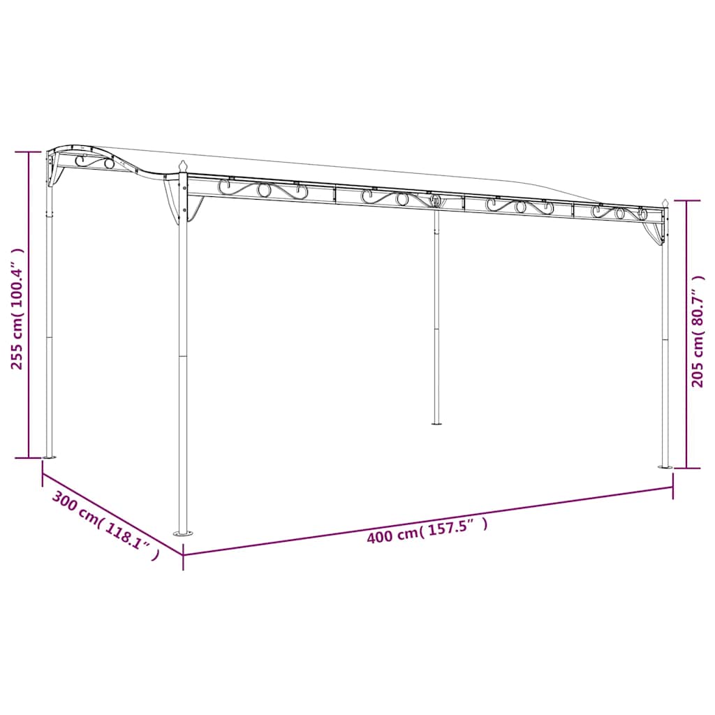 vidaXL Τέντα Ανθρακί 4 x 3 μ. 180 γρ./μ² από Ύφασμα και Ατσάλι