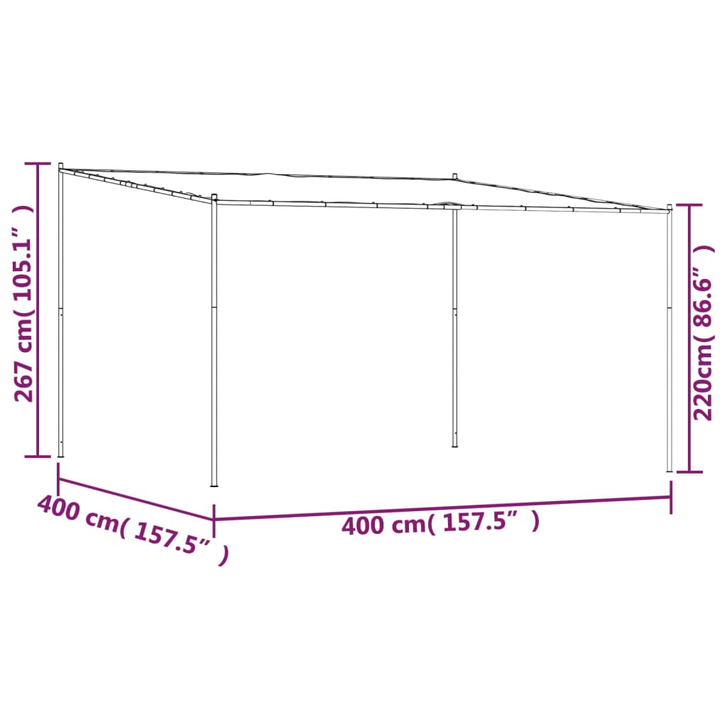 vidaXL Κιόσκι Λευκό 4x4 μ. 180 γρ/μ² από Ύφασμα και Ατσάλι