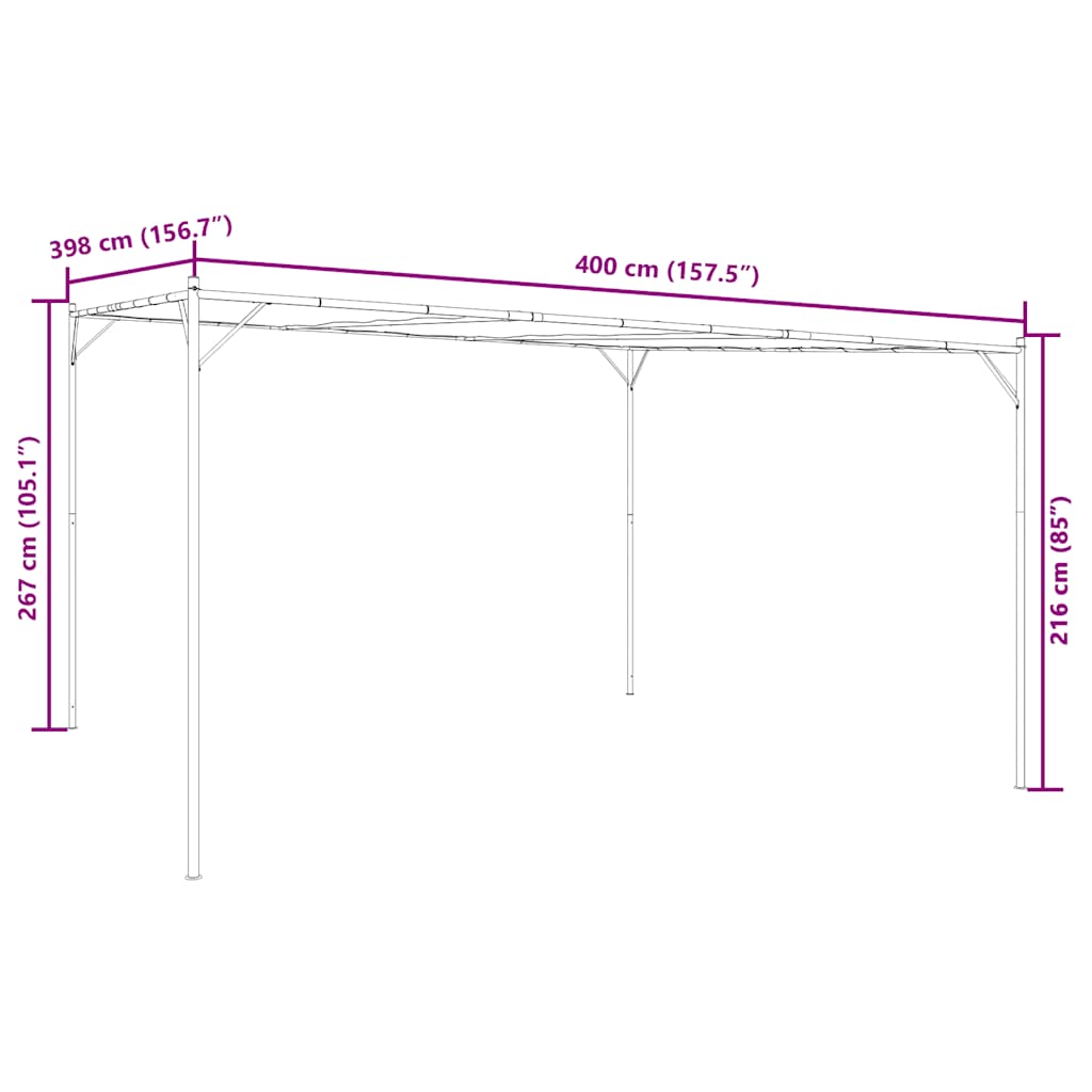 vidaXL Κιόσκι Ανθρακί 4x4 μ. 180 γρ/μ² από Ύφασμα και Ατσάλι