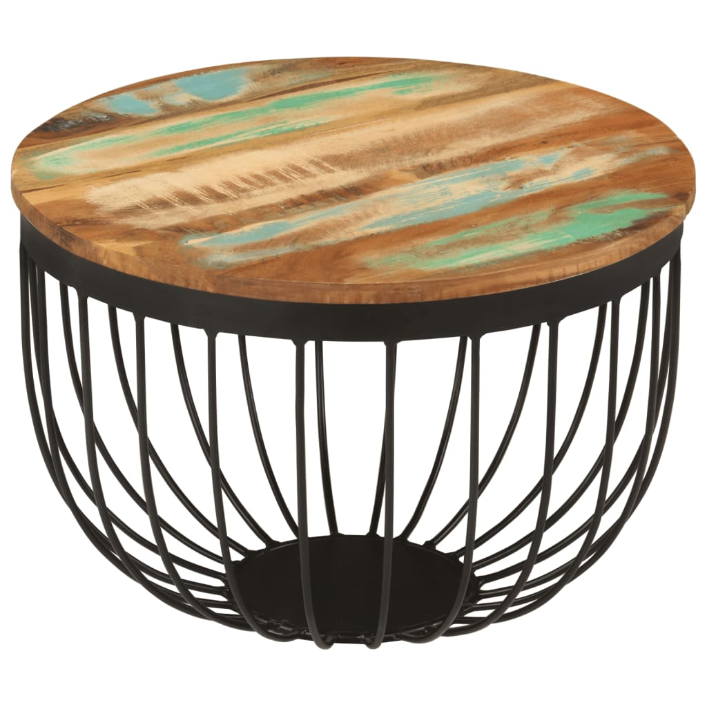 vidaXL Τραπεζάκι Σαλονιού Ø50x35 εκ. Μασίφ Ανακυκλωμένο Ξύλο & Ατσάλι