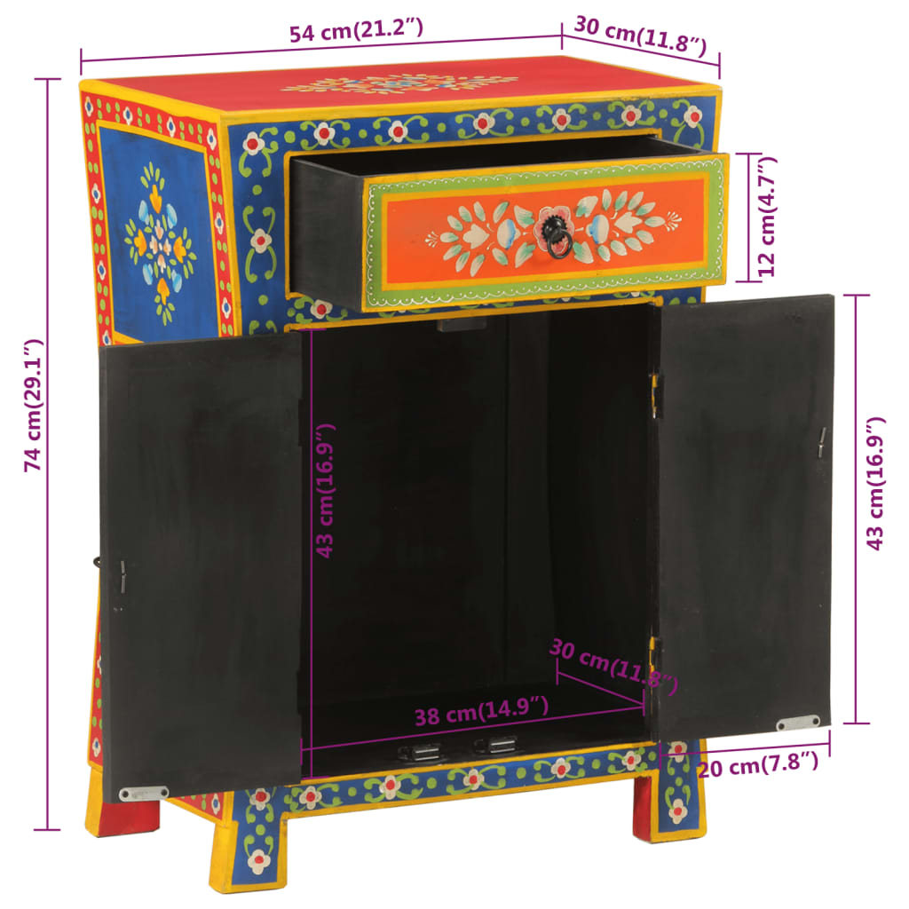 vidaXL Ντουλάπι Χειροποίητο 53x30x74 εκ. Μασίφ Ξύλο Μάνγκο