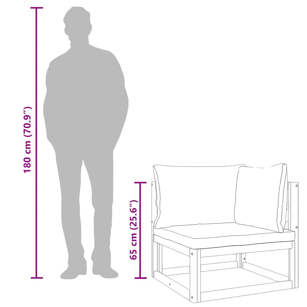 vidaXL Γωνιακός Τμηματικός Καναπές Μασίφ Ακακία με Taupe Μαξιλάρια