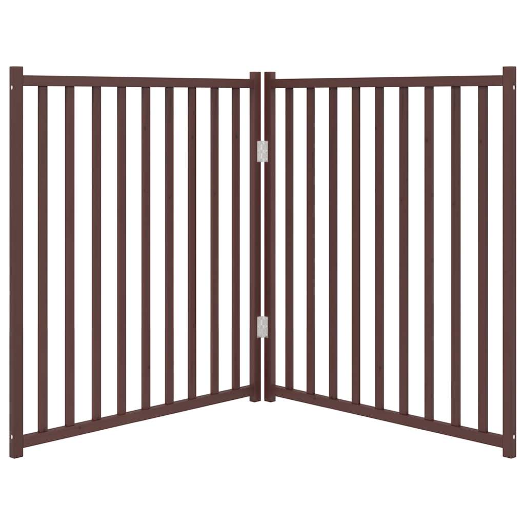 vidaXL Πύλη σκύλου πτυσσόμενη 2 πάνελ καφέ δρυς 160 εκ. Μασίφ Ελάτη