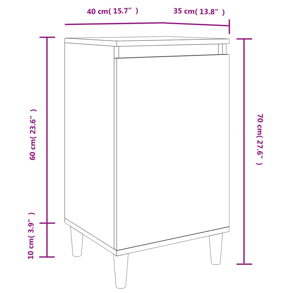 vidaXL Κομοδίνο Μαύρο 40 x 35 x 70 εκ. από Επεξεργασμένο Ξύλο