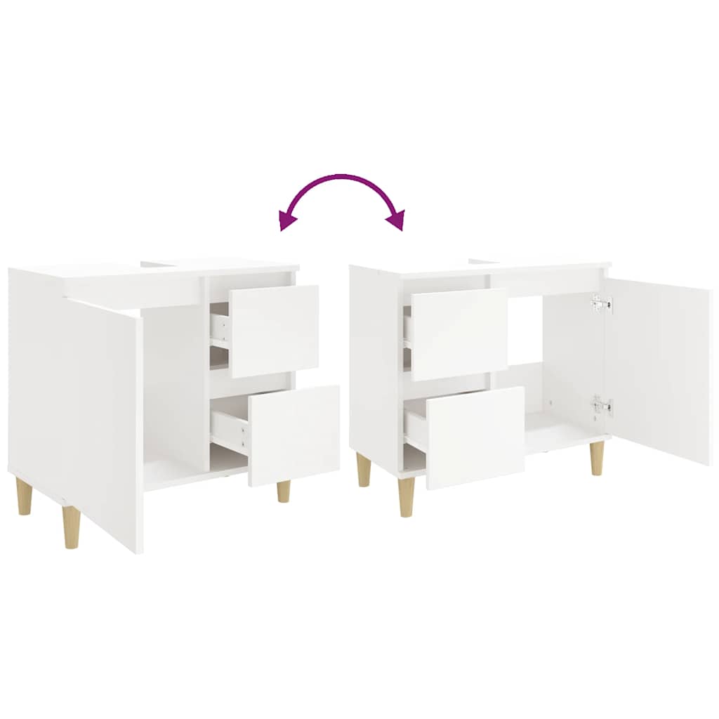 vidaXL Ντουλάπι Μπάνιου Λευκό 65 x 33 x 60 εκ. από Επεξεργασμένο Ξύλο