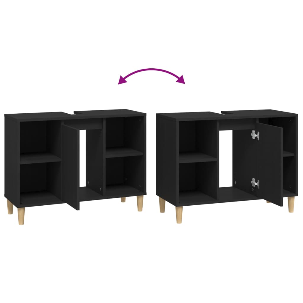 vidaXL Ντουλάπι Νιπτήρα Μαύρο 80 x 33 x 60 εκ. Επεξεργασμένο Ξύλο