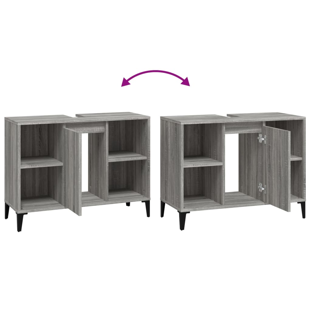 vidaXL Ντουλάπι Νιπτήρα Γκρι Sonoma 80 x 33 x 60εκ. Επεξεργασμένο Ξύλο
