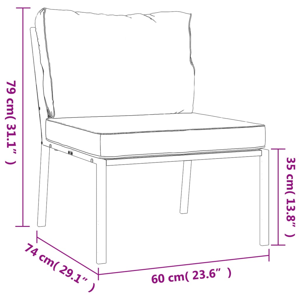 vidaXL Καρέκλες Κήπου 2 τεμ. 60x74x79 εκ Ατσάλινες Μαξιλάρια Χρ. Άμμου