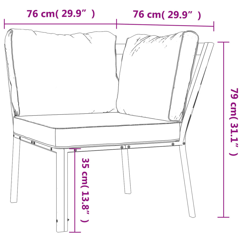 vidaXL Καρέκλα Κήπου 76 x 76 x 79 εκ. Ατσάλινη Μαξιλάρια Χρώμα Άμμου