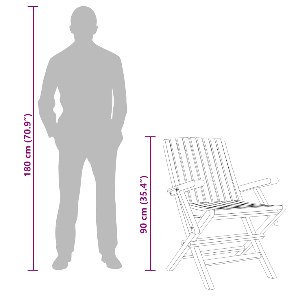 vidaXL Καρέκλες Κήπου Πτυσσόμενες 2 τεμ. 61x67x90 εκ. Μασίφ Ξύλο Teak