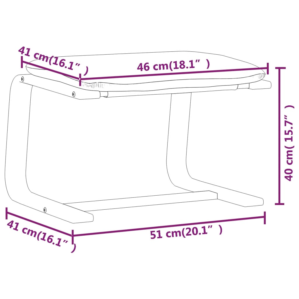 vidaXL Υποπόδιο Ανοιχτό Γκρι 51 x 41 x 40 εκ. Υφασμάτινο
